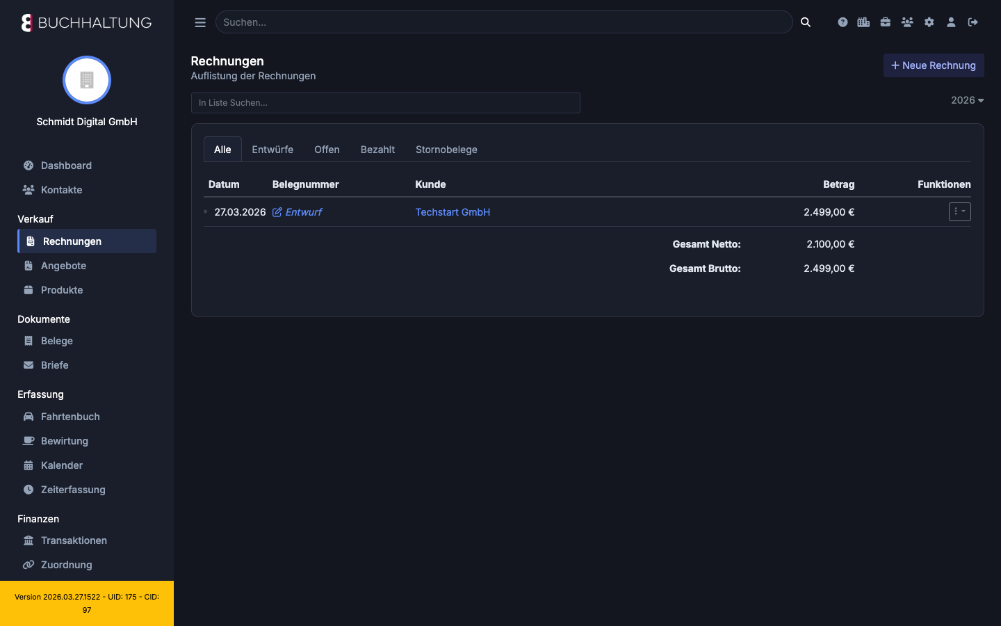 Rechnungsarchiv in 8Buchhaltung