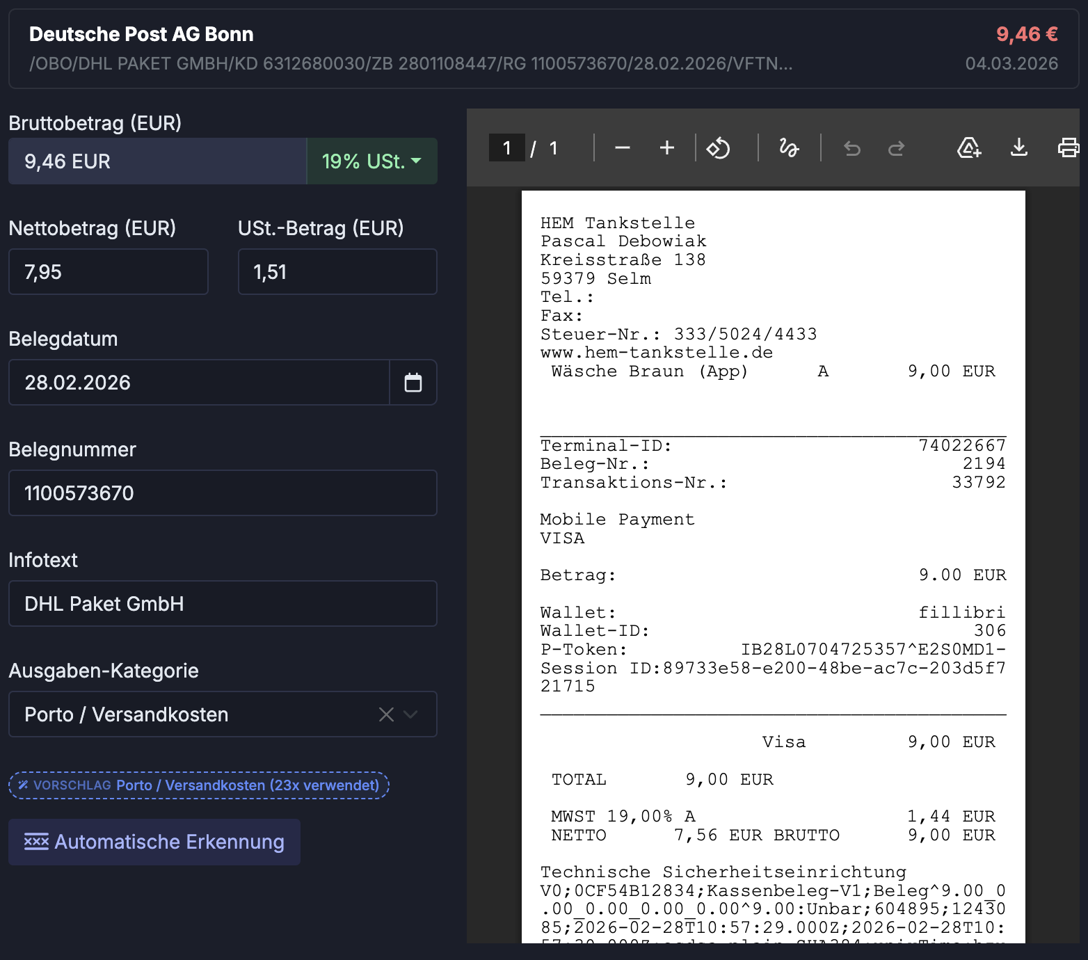 Transaktionen automatisch zuordnen